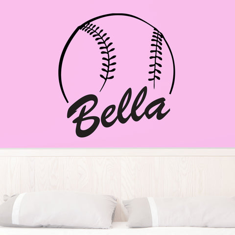 Custom Softball Name Wall Decal, 0125, Personalized Softball Name Wall Decal, Girls Softball, Softball Custom Name