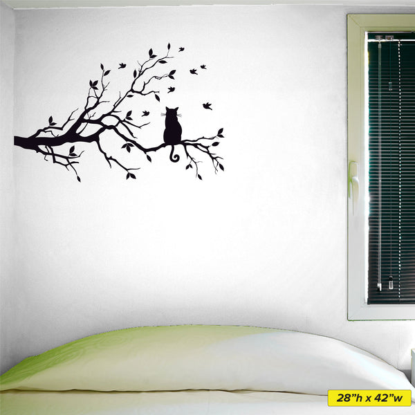 Cat In A Tree Wall Decal, 0243, Cat Wall Sticker – 317Signs.com