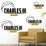 Custom Boys Name Basketball Wall Decal, 0262, Personalized Basketball Wall Decal