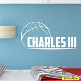 Custom Boys Name Basketball Wall Decal, 0262, Personalized Basketball Wall Decal