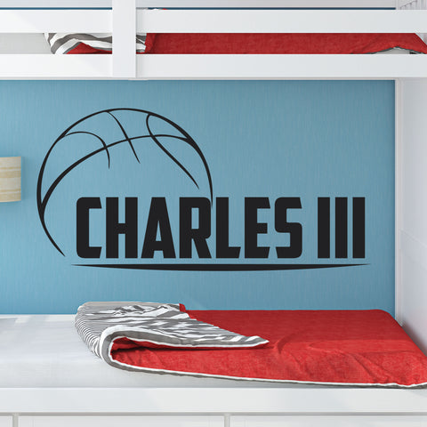 Custom Boys Name Basketball Wall Decal, 0262, Personalized Basketball Wall Decal