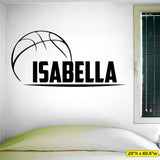 Custom Girls Name Basketball Wall Decal, 0263, Personalized Girls Basketball Wall Decal