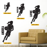 Custom Girls Name Basketball Wall Decal, 0265, Personalized Girls Basketball Wall Decal