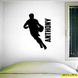 Left Handed Basketball Player Custom Name Wall Decal, 0266, Lefty, Dribbling, Wall Sticker