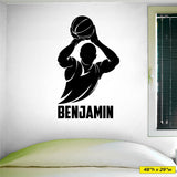 Boys Basketball Custom Name Wall Decal, 0271, Free Throw, Wall Graphic, Basketball Player