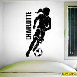 Custom Girls Name Soccer Wall Decal, 0272, Girls Soccer Decal, Personal Name, Dribbling