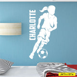 Custom Girls Name Soccer Wall Decal, 0272, Girls Soccer Decal, Personal Name, Dribbling