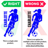 Custom Girls Name Soccer Wall Decal, 0272, Girls Soccer Decal, Personal Name, Dribbling