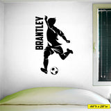 Custom Boys Name Soccer Wall Decal, 0274, Personalized Boys Soccer Wall Decal, Dribbling, Kicking