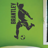 Custom Boys Name Soccer Wall Decal, 0274, Personalized Boys Soccer Wall Decal, Dribbling, Kicking