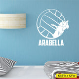 Custom Girls Name Volleyball Sticker, 0277, Personalized Girls Volleyball Wall Decal, Outside Hitter, Spike