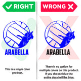 Custom Girls Name Volleyball Sticker, 0277, Personalized Girls Volleyball Wall Decal, Outside Hitter, Spike