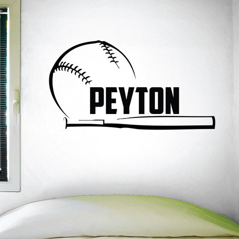 Custom Name Baseball Wall Decal, 0279, Softball Wall Decal