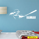 Custom Girls Softball Wall Decal, 0281, Personalized Girls Softball Decal, Batter, Hitter