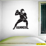 Custom Football Quarterback Wall Sticker, 0285, Personalized Boys Football Wall Decal