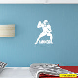 Custom Football Quarterback Wall Sticker, 0285, Personalized Boys Football Wall Decal