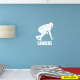 Custom Wall Decal Football Lineman, 0286, Defensive Lineman, Personalized Boys Football Wall Decal