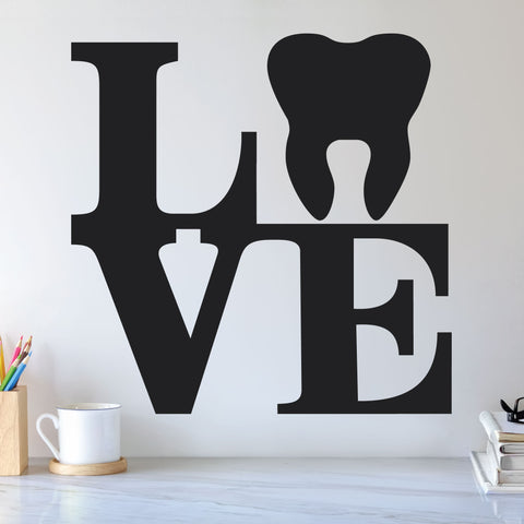 Love Tooth Wall Decal, 0348, Dental Office Wall Decal