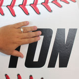 Installation  of Custom Baseball wall graphic. Pressing on the wall art to apply to the wall.