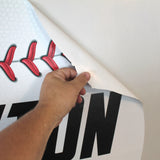 Example of peel and stick to the wall. This custom baseball wall decal can be applied to any smooth surface.