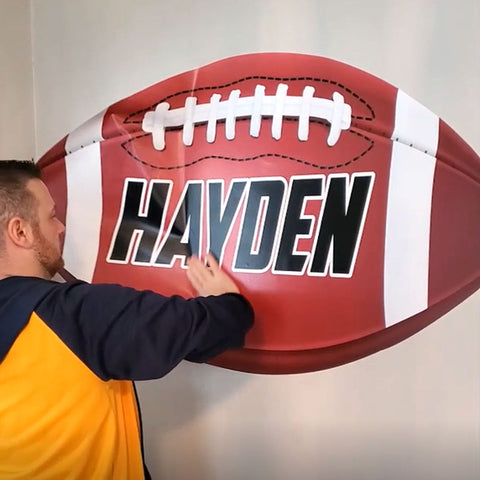 Large Football Wall Sticker, Custom Name, 28"h x 48"w, 0568