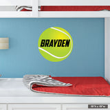 19"h x 19"w custom tennis ball wall graphic.