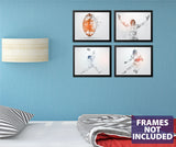 Football Wall Art - 4 pack - Football Player Wall Decals - 0545
