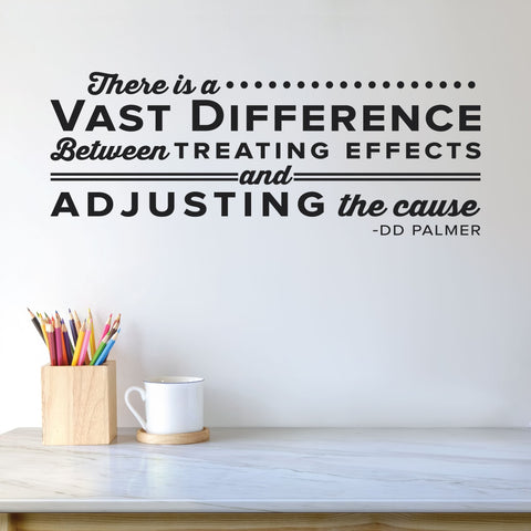 "There is a Vast Difference Between Treating Effects and Adjusting the Cause" D.D. Palmer Chiropractic Wall Decal (0129)