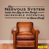 "The Nervous System Holds the Key to the Body's Incredible Potential to Heal Itself" Sir Jay Holder Chiropractic Wall Decal (0130)