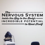 "The Nervous System Holds the Key to the Body's Incredible Potential to Heal Itself" Sir Jay Holder Chiropractic Wall Decal (0130)