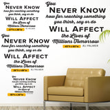 You Never Know How Something You Say or Do - BJ Palmer Chiropractic Wall Decal (0210)