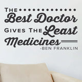 "The Best Doctor Gives the Least Medicines" Ben Franklin Chiropractic Wall Decal (0316)