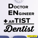 'Dentist, Doctor, Engineer, Artist' Wall Decal – Celebrate Dental Professionals (0359)