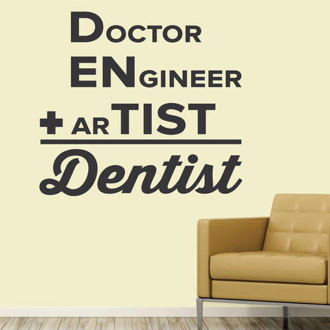 'Dentist, Doctor, Engineer, Artist' Wall Decal – Celebrate Dental Professionals (0359)