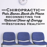 'Chiropractic Puts Bones Back in Place' - Chiropractic Wall Decal (0403)
