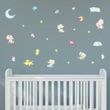 Elephant Watercolor Wall Stickers, Nursery, Peel and Stick Wall Graphics, 0737, For smooth walls only