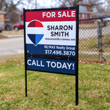 Close-up of durable aluminum real estate sign used by Indianapolis real estate agents