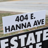 Custom 6x18 inch coroplast sign rider with H-stake for contractors and realtors in Indianapolis