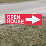 Custom real estate sign riders for open house and property status messaging.