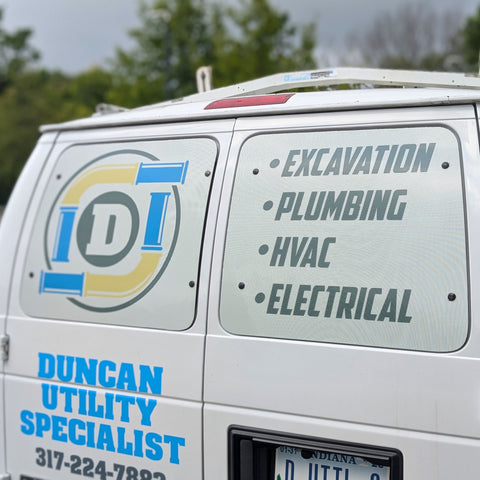 Perforated Window Graphics, see through window film for Duncan Utility, located in Indianapolis, Indiana.
