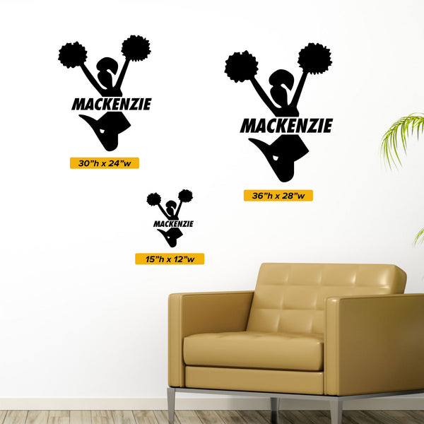 Custom Cheerleading Wall Decal, 0057, Personalized Cheerleader Wall De ...