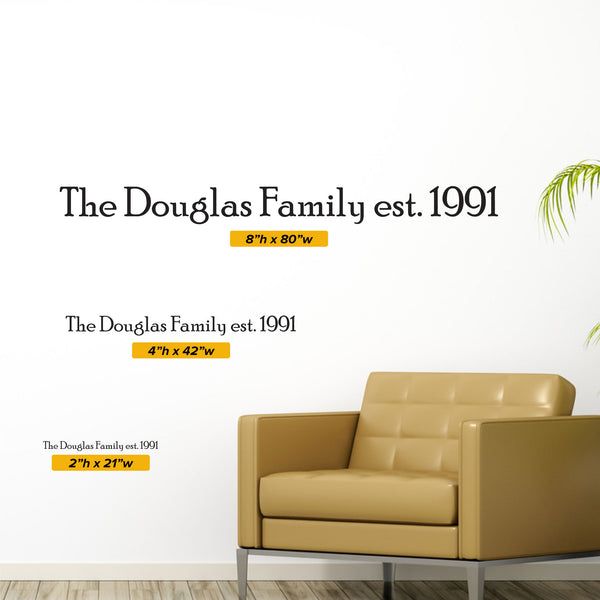 Personalized Family Name Wall Decal, 0085, Family Monogram, Family Est ...