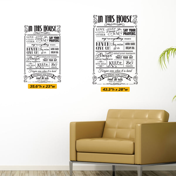 In This House We Do Decal - 0109, Rules Decal, Family Rules, Family Wa ...