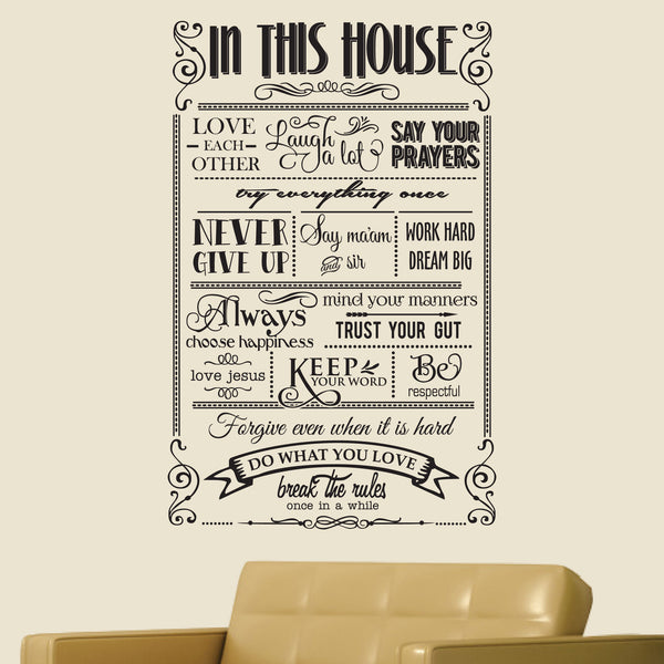 In This House We Do Decal - 0109, Rules Decal, Family Rules, Family Wa ...