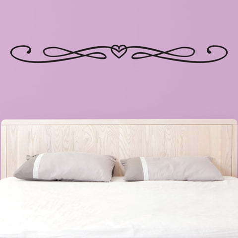 Heart swirl design wall decal, 0158, Home Decor, Swirly Heart Design Wall Sticker