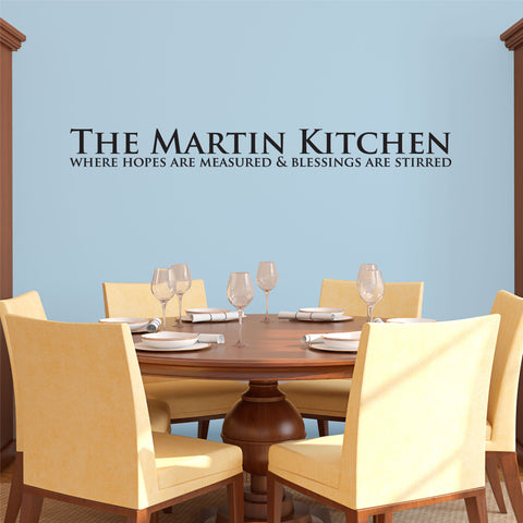 Custom Family Kitchen Name Wall Lettering, 0222, Kitchen Wall Art, Custom Last Name Sticker