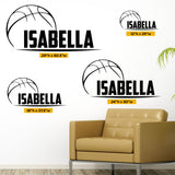 Custom Girls Name Basketball Wall Decal, 0263, Personalized Girls Basketball Wall Decal