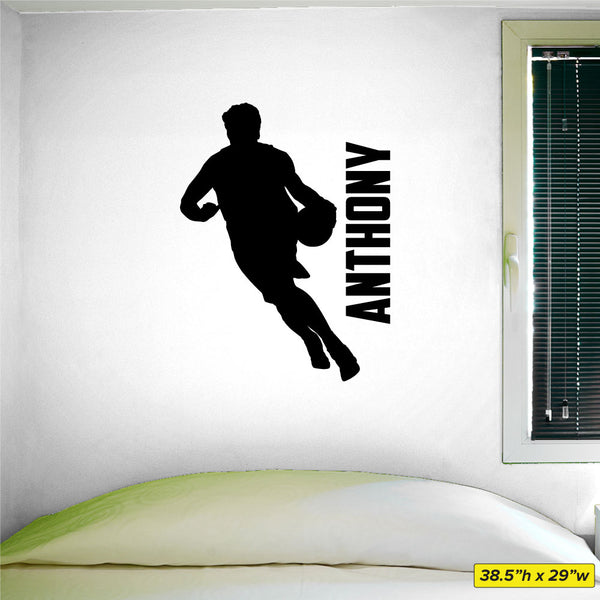 Left Handed Boys Basketball Wall Decal - Custom Name Design – 317Signs.com