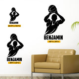 Boys Basketball Custom Name Wall Decal, 0271, Free Throw, Wall Graphic, Basketball Player