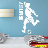 Custom Boys Name Soccer Wall Decal, 0274, Personalized Boys Soccer Wall Decal, Dribbling, Kicking